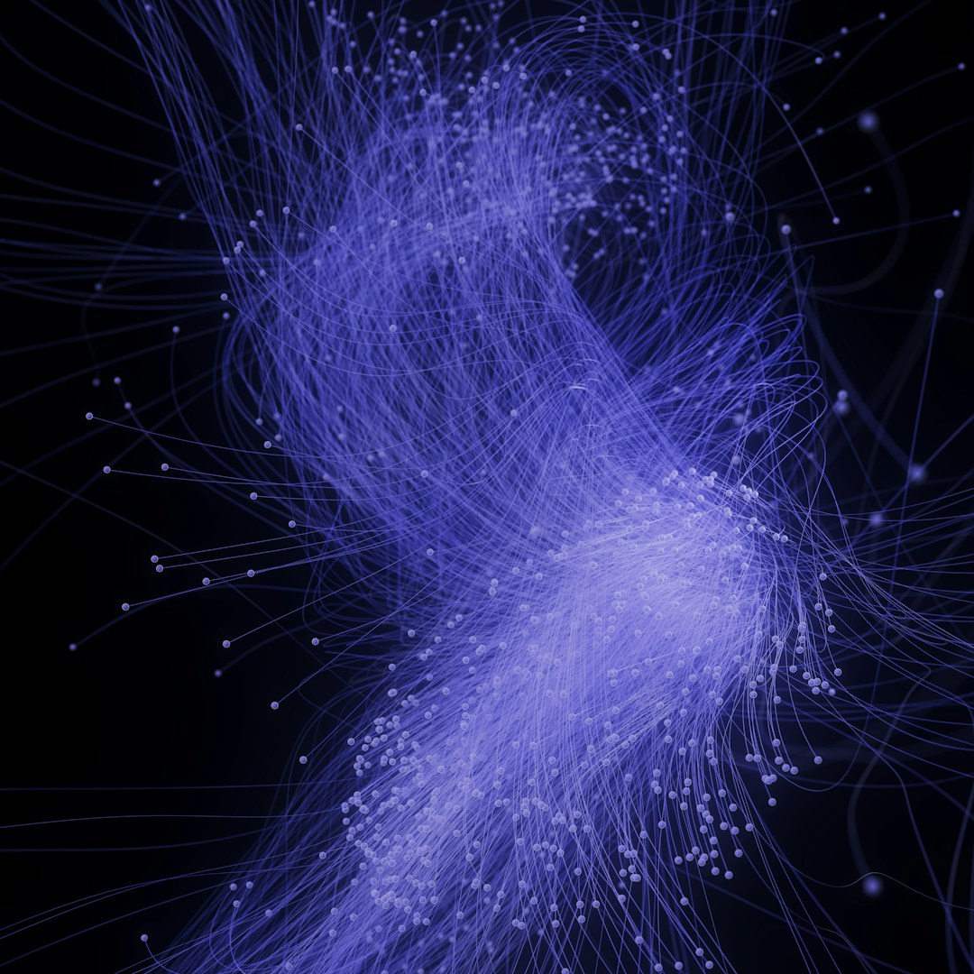 Abstract blue digital network representing web design, coding, automation, and secure online systems